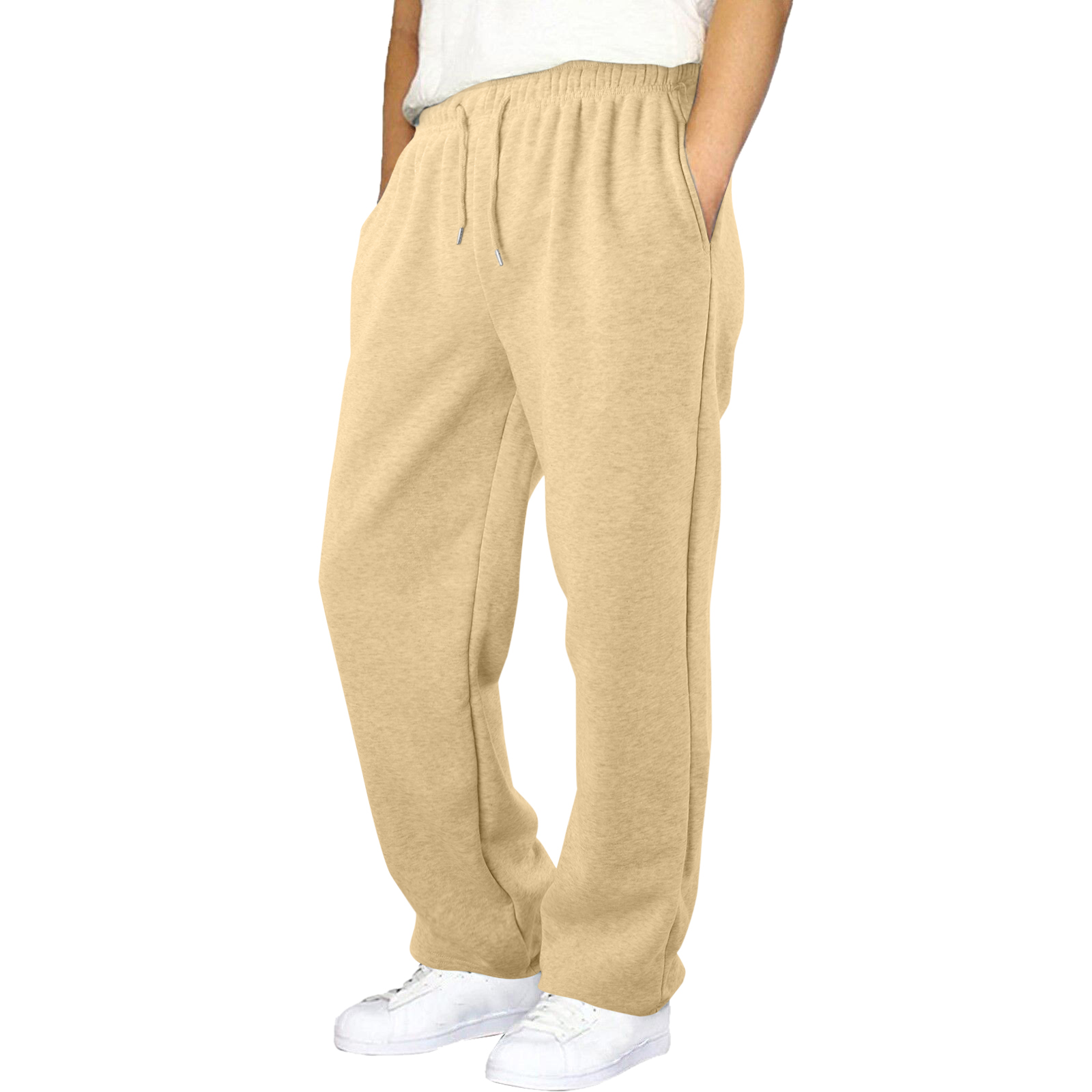 thumbnail image 3 of Pantalones de chándal con forro polar para hombre: pierna recta ancha, cintura alta, bolsillos, poliéster resistente para uso diario/deportivo, tallas US/UK/EU S-XXXL, 3 of 8
